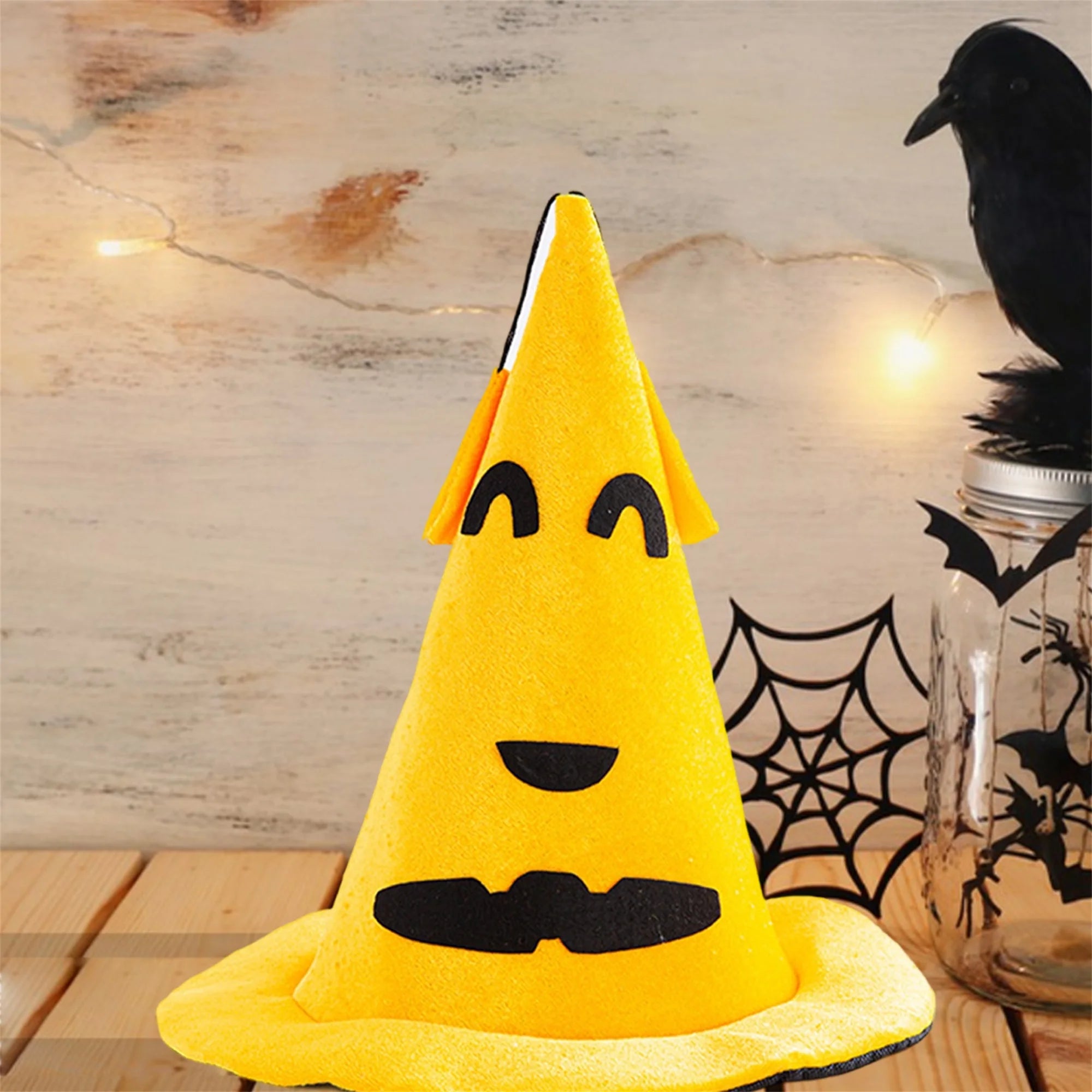 Elegant Halloween Witch Hat with Spooky Spider Web Design and Pointed Brim for Adults Costume Party Accessory