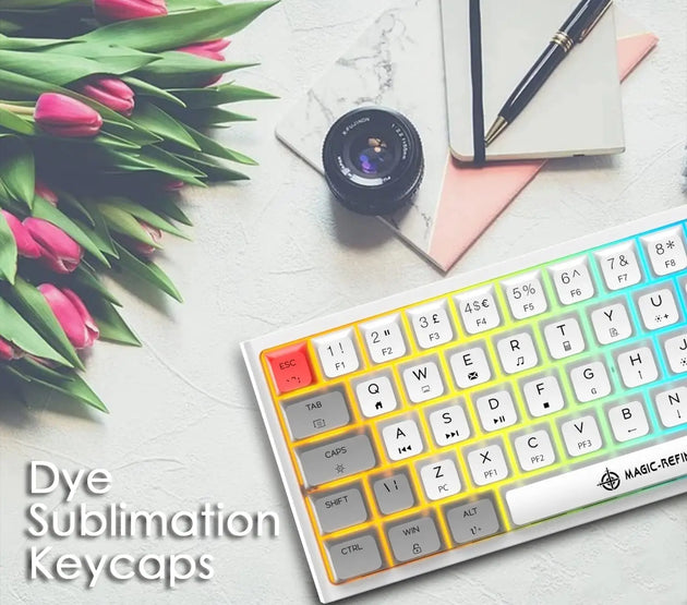FELICON 60% Portable Mechanical Gaming Keyboard, 14 Chroma RGB Backlight, Dye-Sublimation Keycap, Type C Wired, Full Anti-ghosti