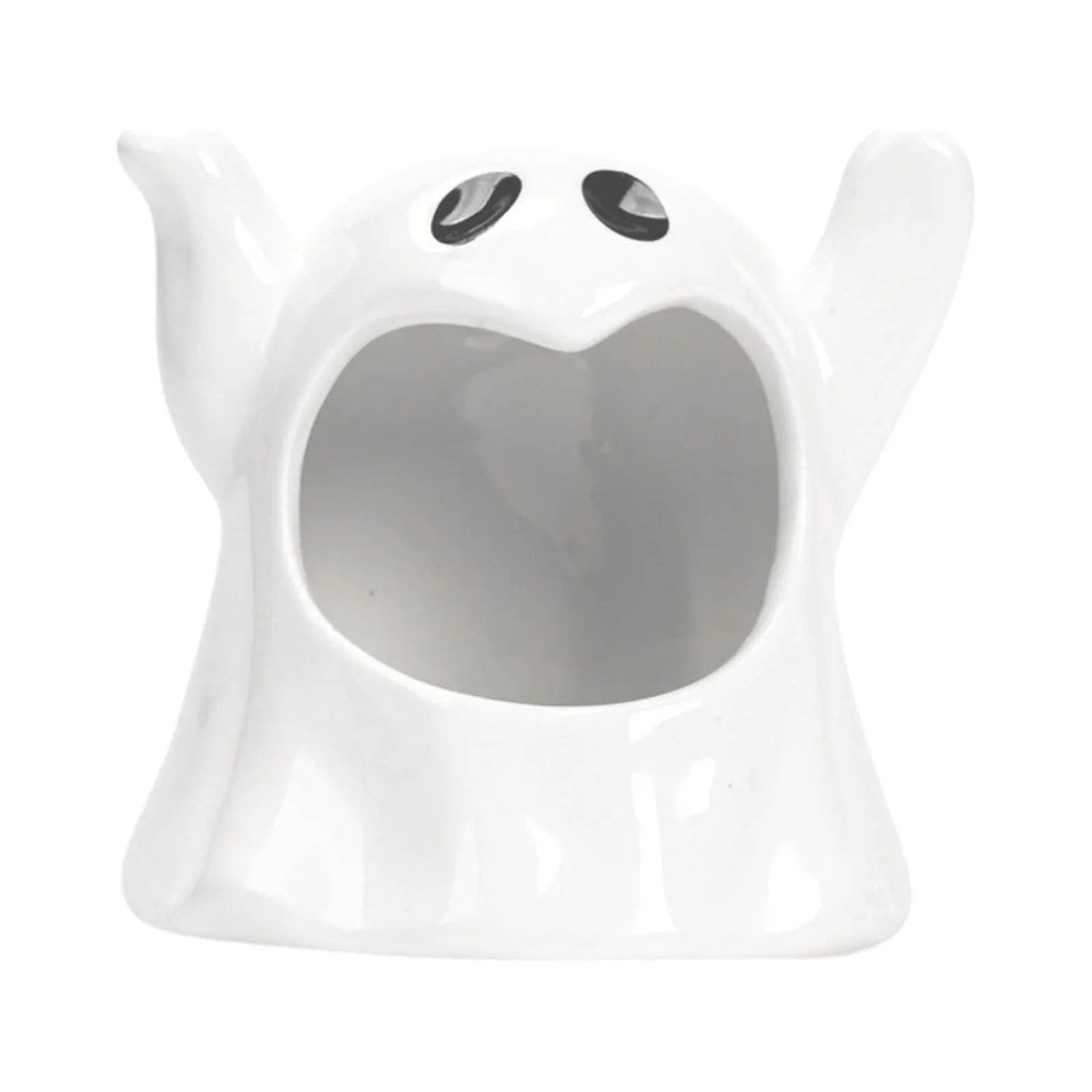 4.3" Halloween Ceramic Ghost Candle - Glowing Tealight for Cozy Holiday Decor
