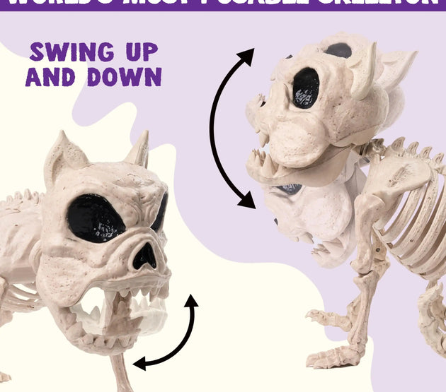 Joyfy 16 Inch Halloween Skeleton Dog Skeleton Pose-N-Stay Plastic Skeleton Bones for Hallowmas Decoration Haunted House Party