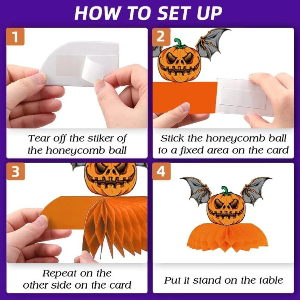 9pcs halloween honeycomb centerpieces for tables halloween 3d table decorations pumpkin/ghost/cat/skull for birthday party