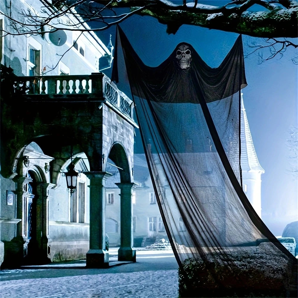 Halloween Hanging Ghost Decorations  Props Scary Halloween Hanging Skeleton Flying Ghost for Outdoor Indoor Home Yard Black