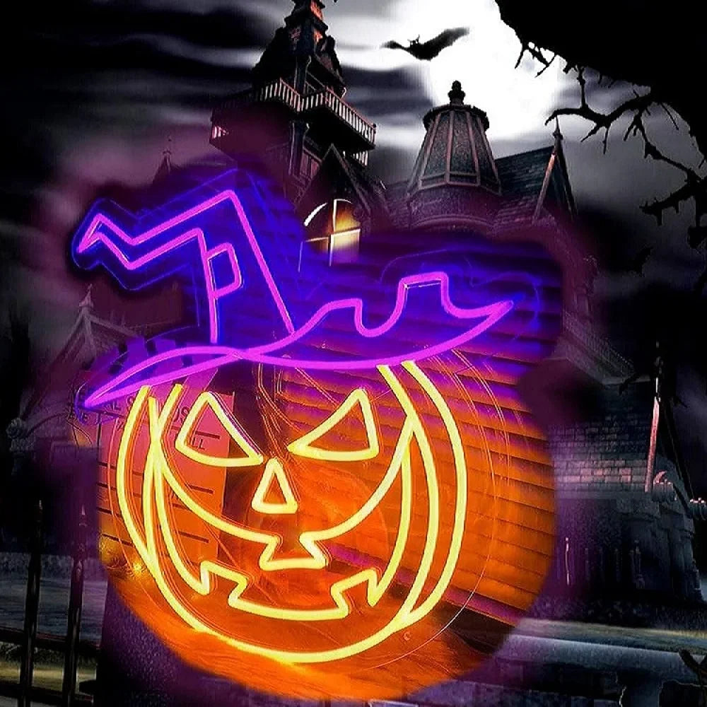 Halloween Pumpkin Neon Sign Decorations Neon Led Signage For Outdoor Garden, Indoor Neon Sign Wall Décor Party Halloween gift