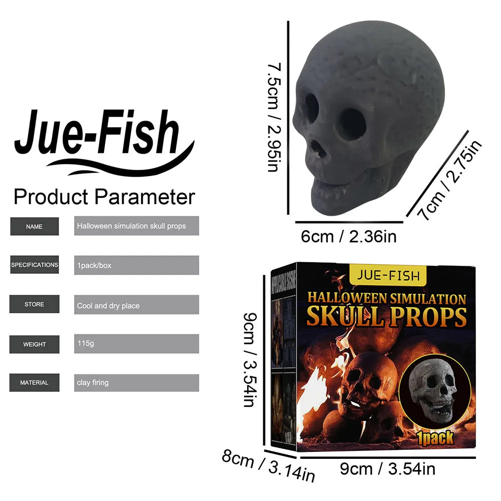 2Pcs Halloween Fireplace Skeleton Fireplace Burn Skeleton Festive Supplies Ceramic Fire Pit Skull Party Ornament Decor Prop Gift