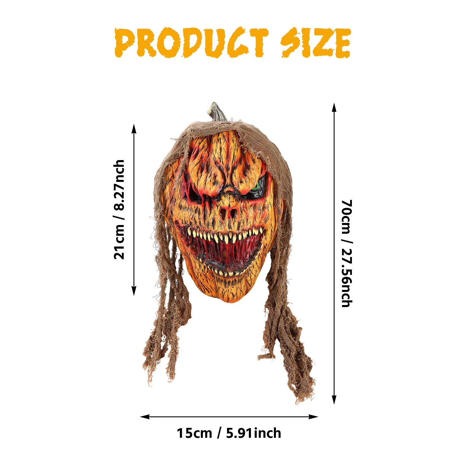 Halloween Scary Pumpkin Braided Wig Ghost Party Cosplay Mask for Women Horror Role Play Costume Accessory