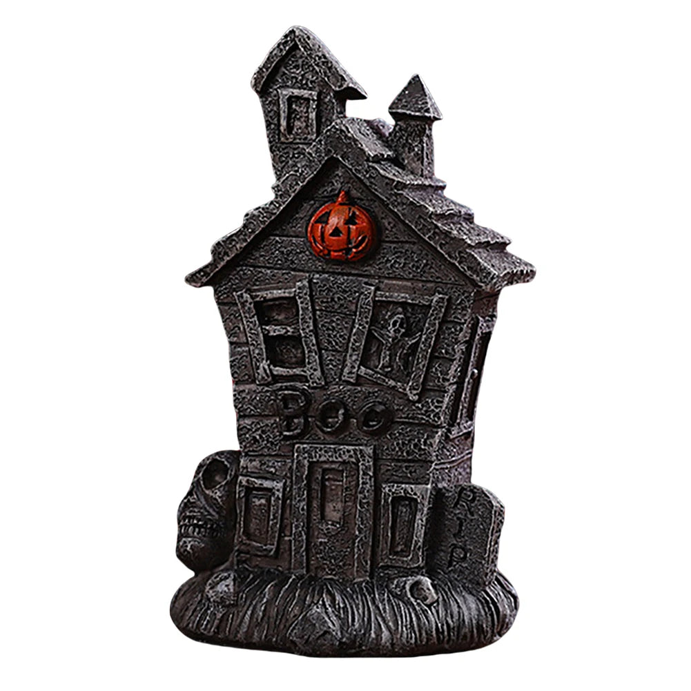 Halloween Spooky Miniature Statue Figurine Resin Mini Skull Ghost Decor Micro Skull Ghost Landscape for Haunted House Decoration