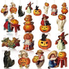 24 Pcs Halloween Wood Ornaments for Tree Vintage Halloween Decorations Hanging Sign Happy Pumpkin Witch Black Cat Skull Decorati