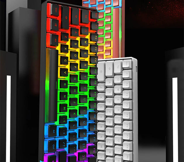 STK61 Rainbow Backlit Keyboard BT 3.0 +Type-C Dual-Mode Mechanical Gaming Keyboard for IOS Android Win Mobil Tablets Notebook