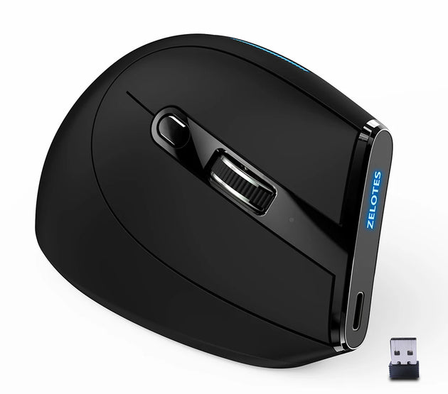 ZELOTES Ergonomic Vertical Mouse 2400 DPI Adjustable F-36A Wireless Rechargeable Mice Desktop Computer Accessories