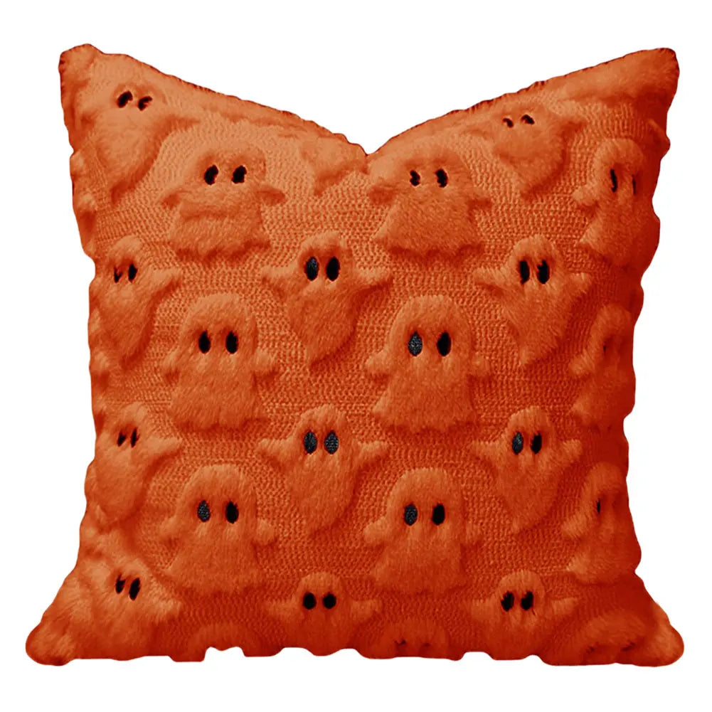 Halloween Ghost Pumpkin Pillowcase Washable Plush Faux Fur Pillowcase Ghost&Pumpkin Pillow Cover for Home Party Pumpkin Decor