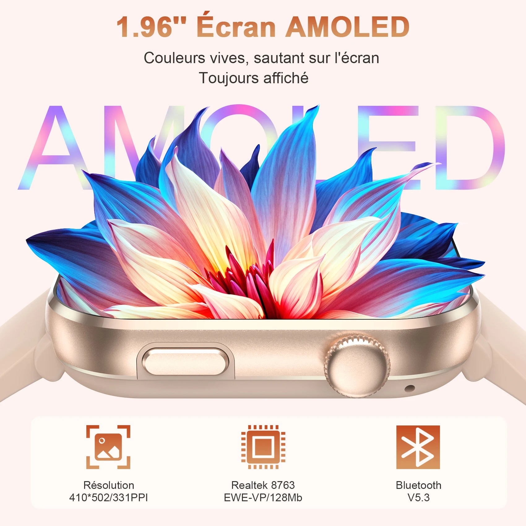 IOWODO 2025 New Bluetooth Smartwatch 1.96'' AMOLED HD Display Men Women Smart Watches Health Monitoring Sport Fitness Watch ﻿