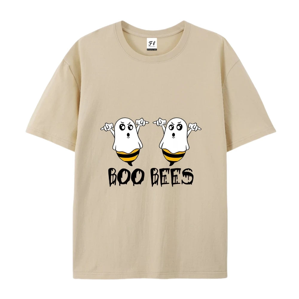 Boo Bees Funny Humor Graphic T-Shirt Casual Round Neck Short Sleeve Tee For Halloween Gift For Kids Him Her Halloween Theme wear
