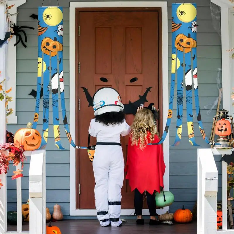 Halloween Wind Sock Flying Halloween Windsock Ghost Decorations Flag 100Cm/39 Inches Polyester Halloween Banners Holiday Party