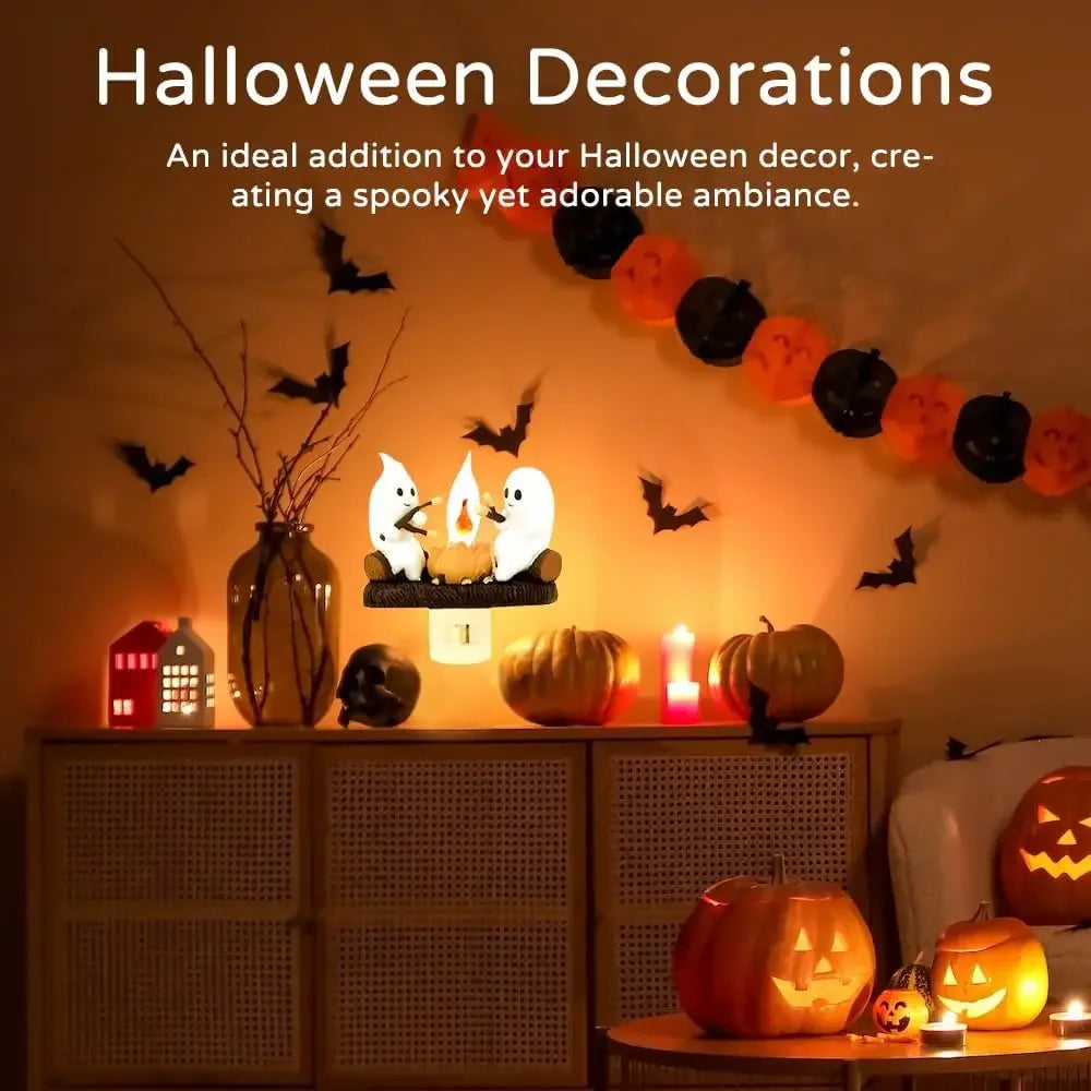Halloween Ghost Campfire Fire Marshmallow Night Light Flickering Nightlight Gift