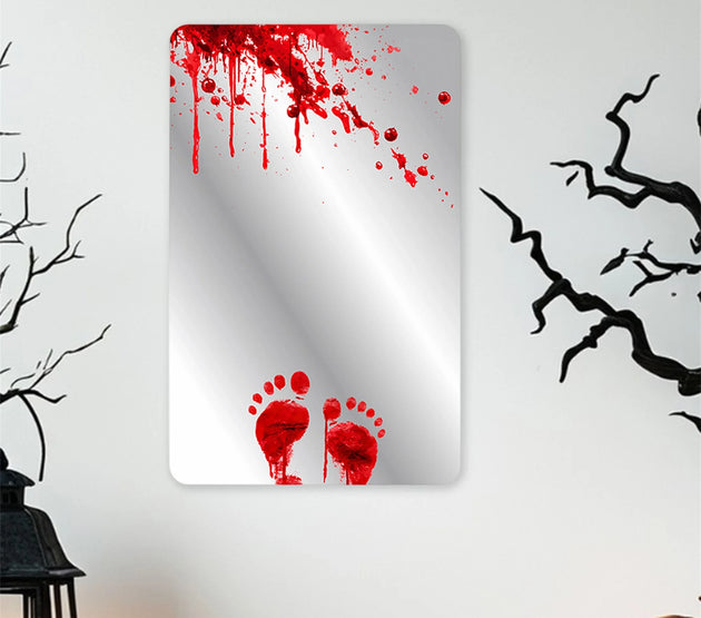 Halloween Decorations Wall Decals Scary Zombie Handprint Footprint Mirror Sticker Set for Party Supplies and Haunted House