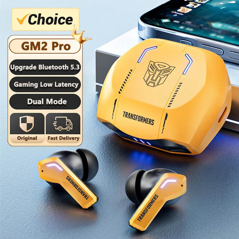 Ship From US Transformers TF-T06 Bluetooth Earphones Gaming Headset Low Latency with Mic Headphones HD Call Wireless Earbuds
