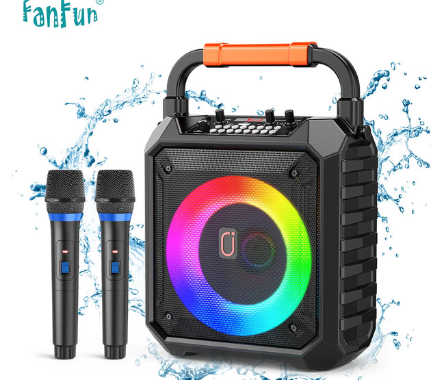 T17-T Wireless Bluetooth Speaker, Karaoke Machine with 2 Microphone, Home Karaoke System with LED Party Light