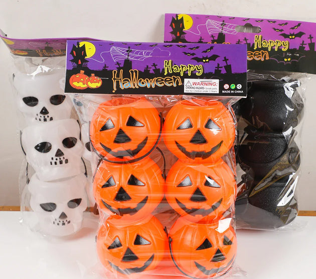 6pcs Halloween Cauldron Bucket Candy Pumpkin Mini Witch Black Pot Decor Buckets Bowl Witches Kettle Container