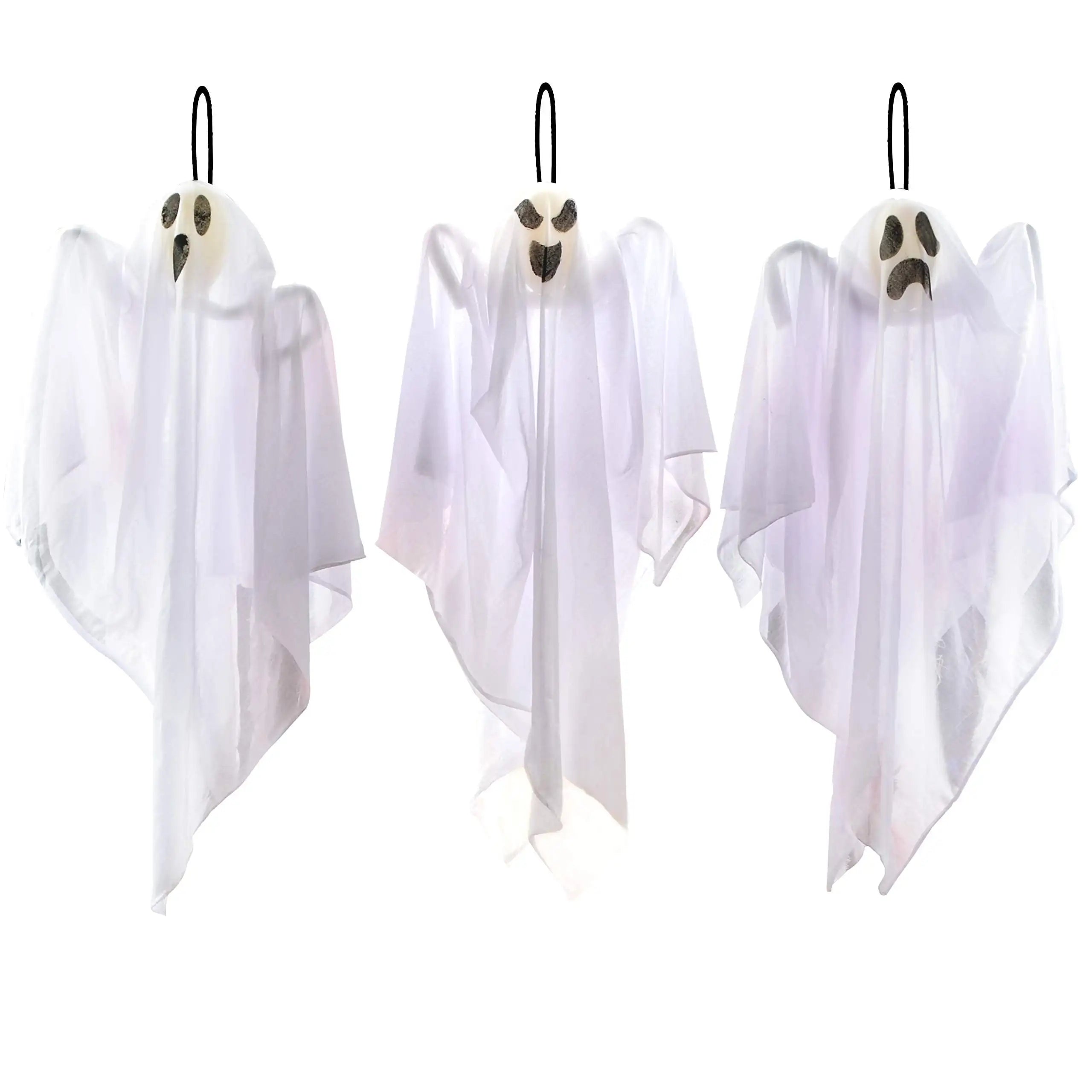 Joyfy 3 Pack Halloween Hanging Ghosts Decorations 27.5" Cute Scary Flying Ghosts Outdoor Hanging Halloween Decorations