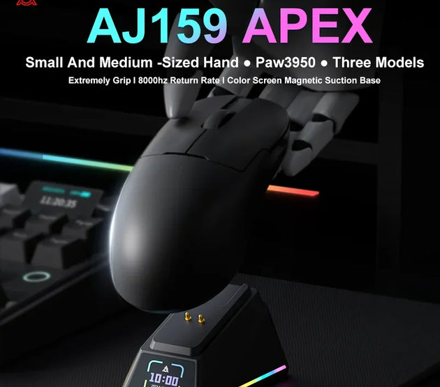 AJAZZ AJ159 APEX/AJ159PRO Wireless Gamer Mouse with RGB Magnetic Charging Base Lightweight AJ159P Gaming Mouse for PC Laptop