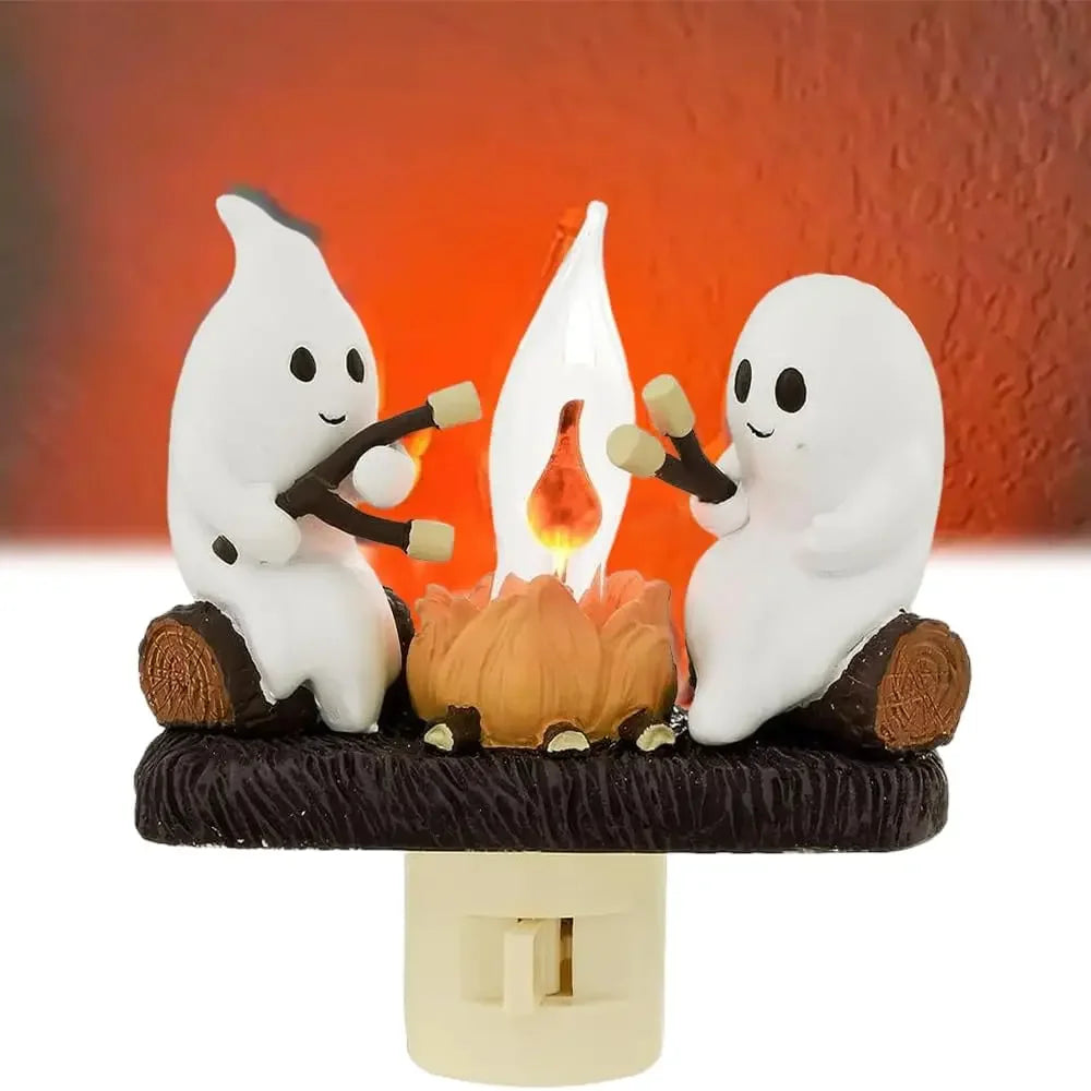Halloween Ghost Campfire Fire Marshmallow Night Light Flickering Nightlight Gift