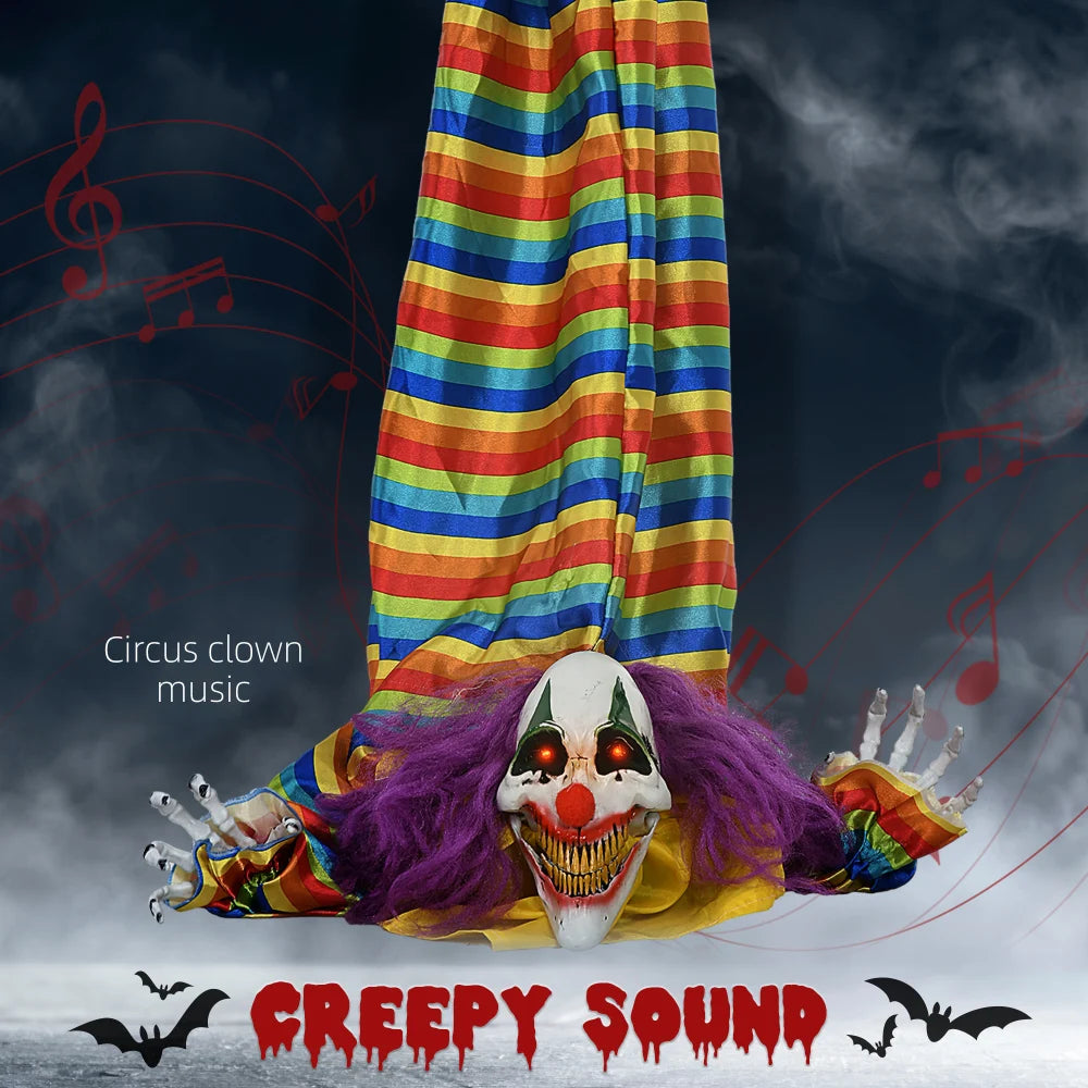 HOMCOM 3.8' Outdoor Halloween decorations, electronically hanging clown corpses, sound and motion activated animated props