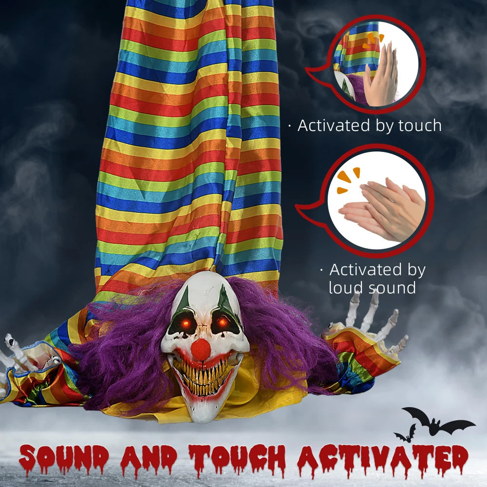 HOMCOM 3.8' Outdoor Halloween decorations, electronically hanging clown corpses, sound and motion activated animated props