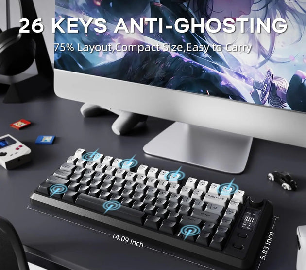 MAMBASNAKE x ZIYOU LANG M75 Wireless Membrane Keyboard, RGB Backlit Rechargeable 2000mAh Battery