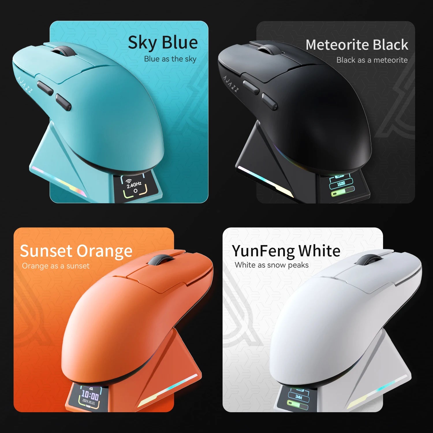 AJAZZ light krypton aj159apex wireless 8K lightweight PAW tri-mode gaming mouse with color screen