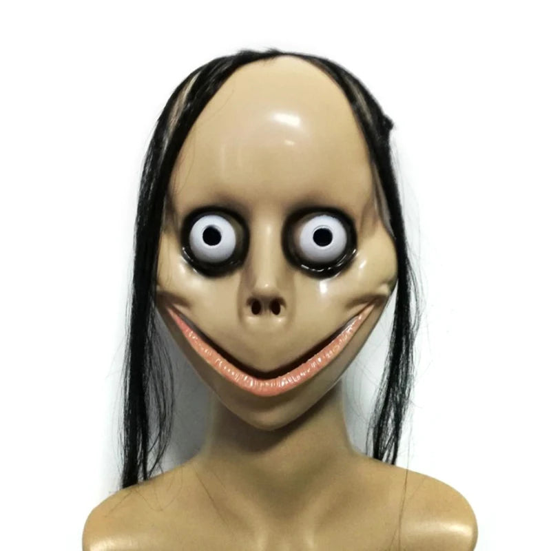 New Halloween Horror With Long Hair MO MO Mask Funny Mask V-shaped Mouth Mask With Hair Female Ghost Mask Roleplay MO Mask Masks