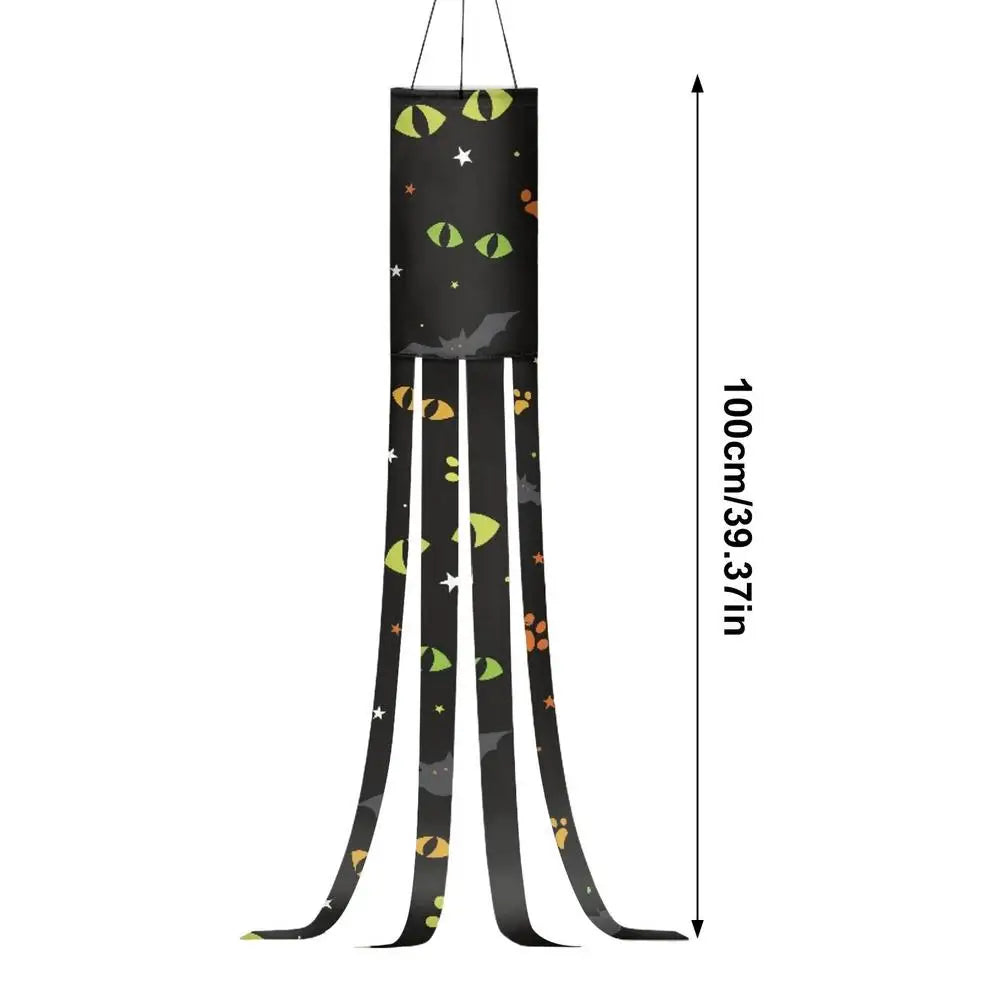 Halloween Wind Sock Flying Halloween Windsock Ghost Decorations Flag 100Cm/39 Inches Polyester Halloween Banners Holiday Party