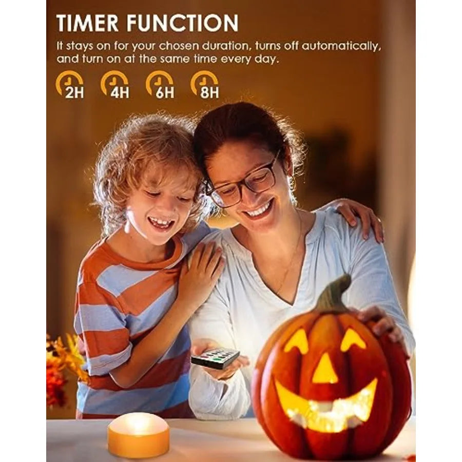 4Pack Battery Operated Halloween LED Pumpkin Lights with Remote Control and Timer Function for Indoor and Outdoor Halloween Dec