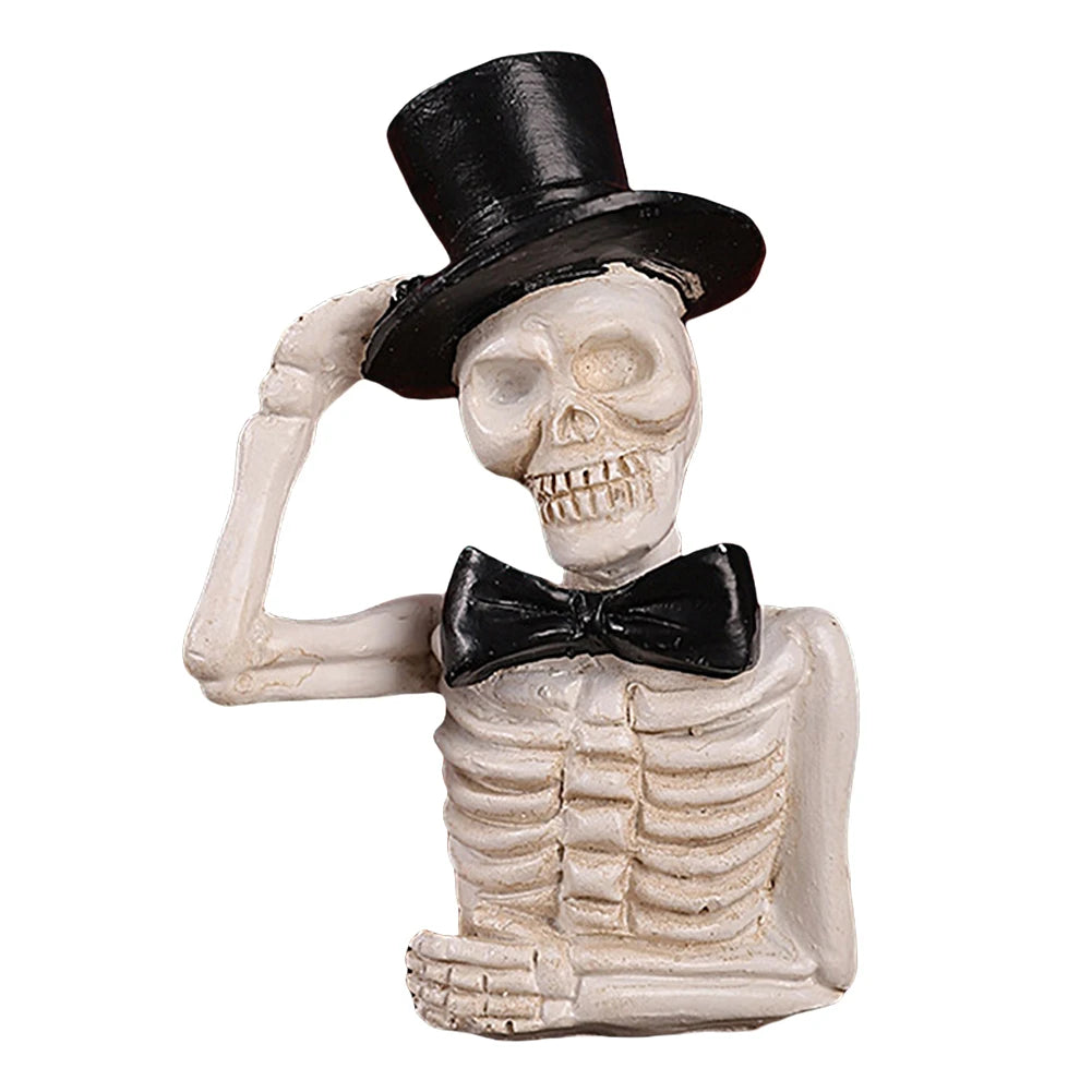 Halloween Spooky Miniature Statue Figurine Resin Mini Skull Ghost Decor Micro Skull Ghost Landscape for Haunted House Decoration