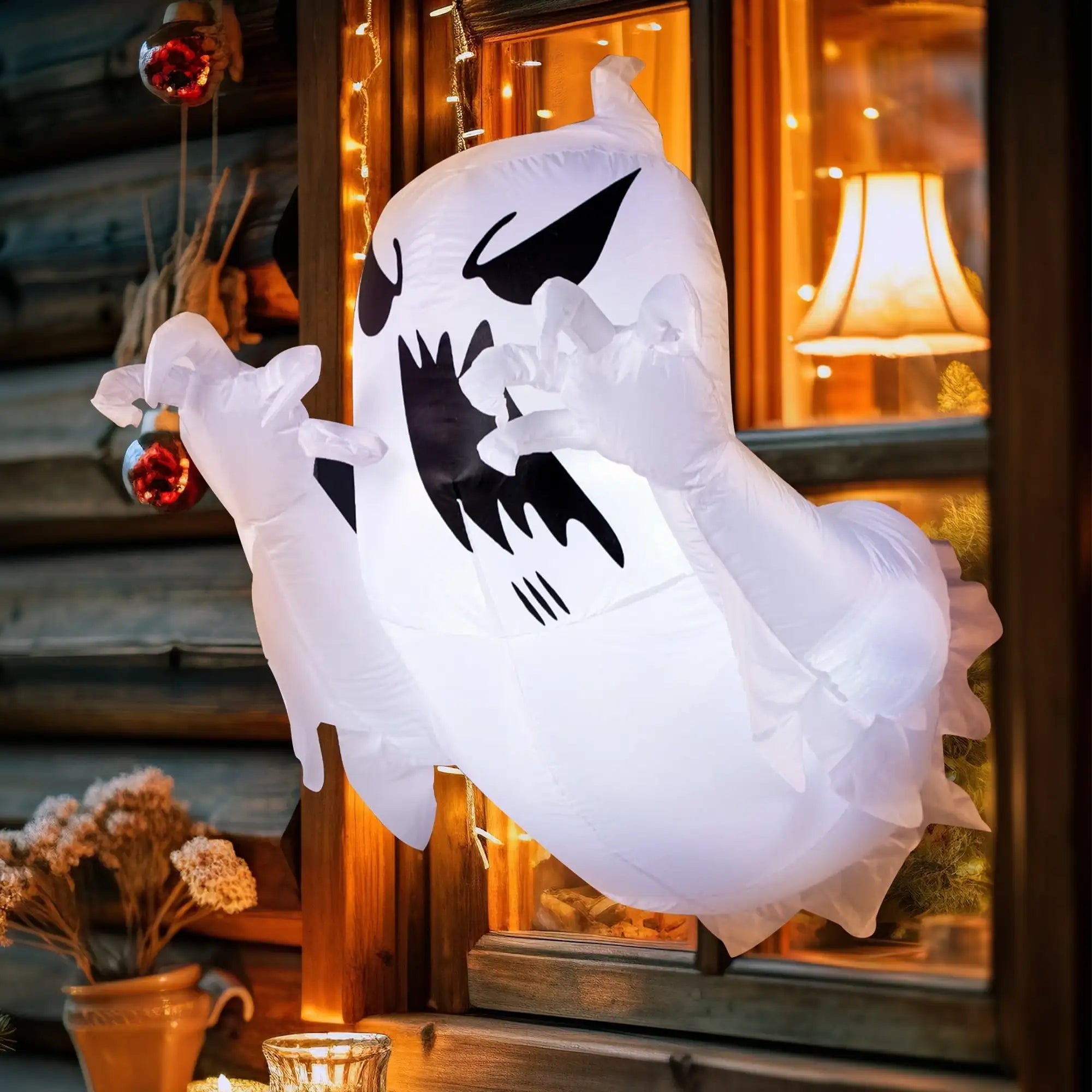 Joyfy 4.5FT Halloween Inflatable Decoration Outdoor Scary Flying Ghost Broke Out from Window with Built-in LED Blow Up Inflatabl