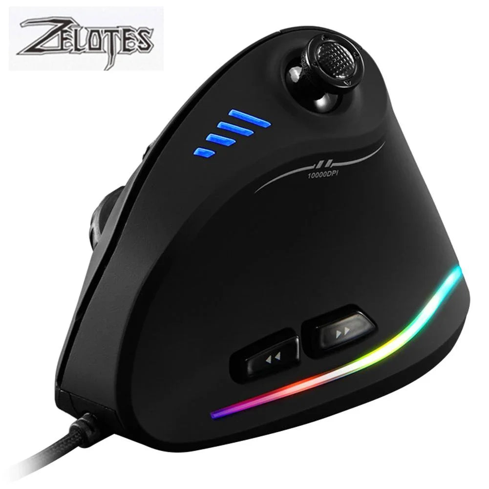 ZELOTES C-18 11 Buttons USB Wired 10000DPI RGB Optical Gaming Vertical Mouse