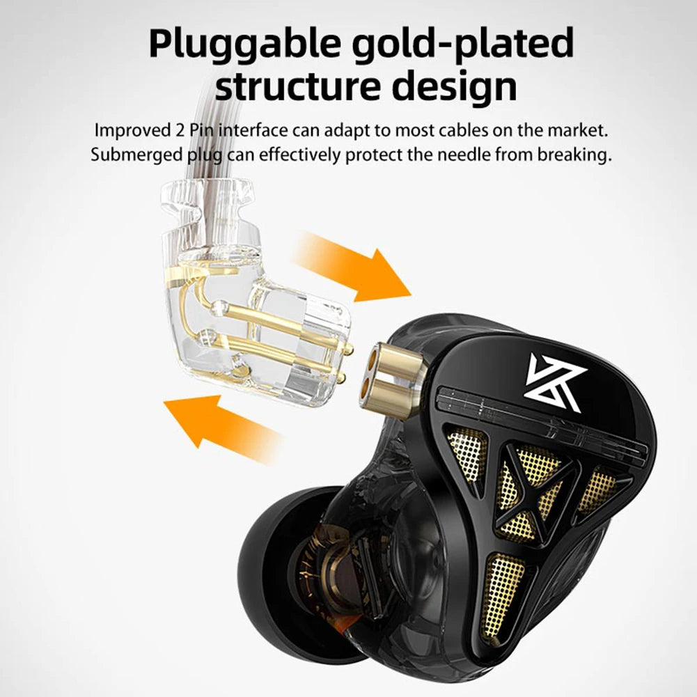 KZ-DQS In Ear Monitor Headphones Dynamic Professional HIFI Headset Noise Cancelling Bass Earbuds for Sports Game Music