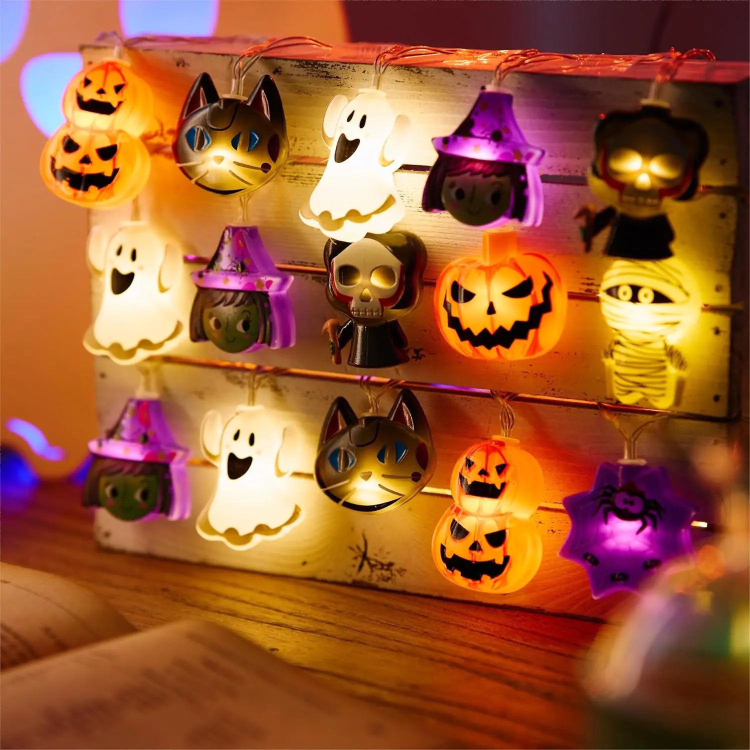 1PC 10/20 LED Halloween Battery Box String Lights,Without Battery Cute Shape Lights 2025 Home Indoor Garden Holiday Party Decor