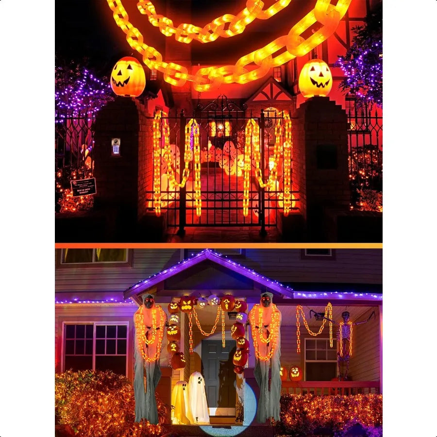 Halloween Decorations Battery String Lights 10 Ft 160 LED Plastic Chain String Lights with Waterproof 8 Lighting Modes and Time
