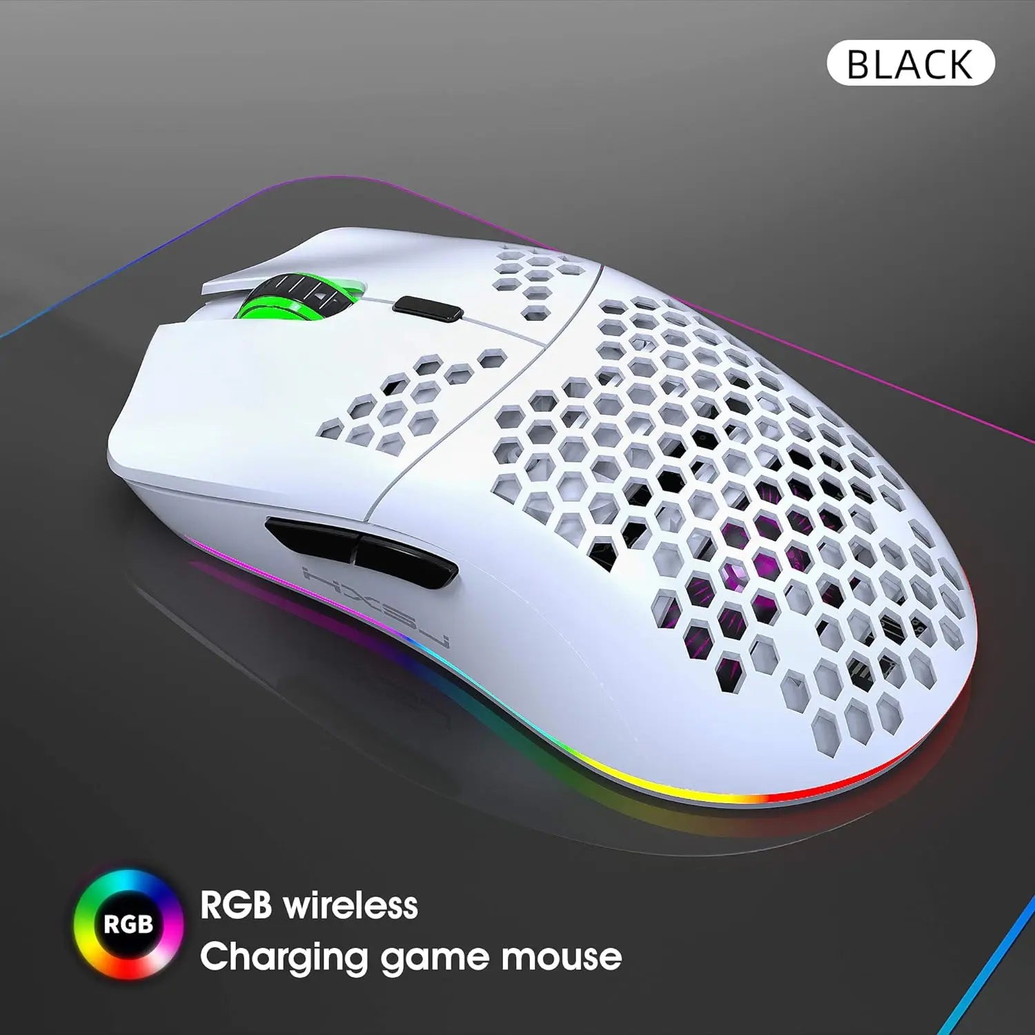 MAMBASNAKE x HXSJ T66 Wireless Gaming Mouse, 2.4Ghz Rechargeable Mouse with 6 Programmable Buttons