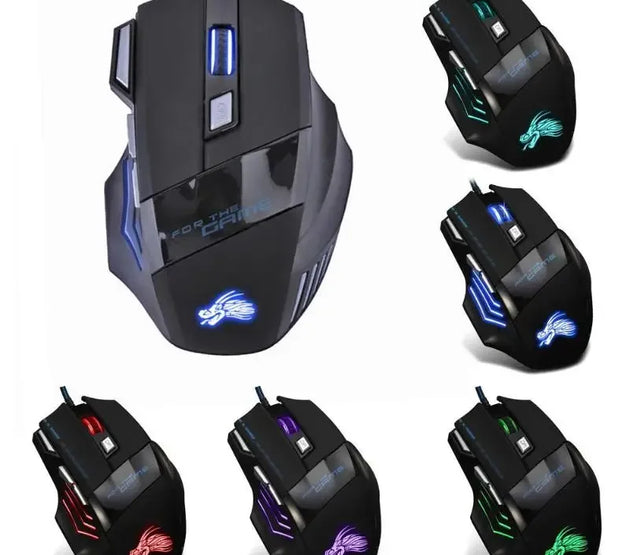 Wired Gaming Mouse 5500DPI 7-Color LED Backlight Optical Mouse Gamer USB 7 Buttons PC Gamer Computer Laptop Desktop Mice