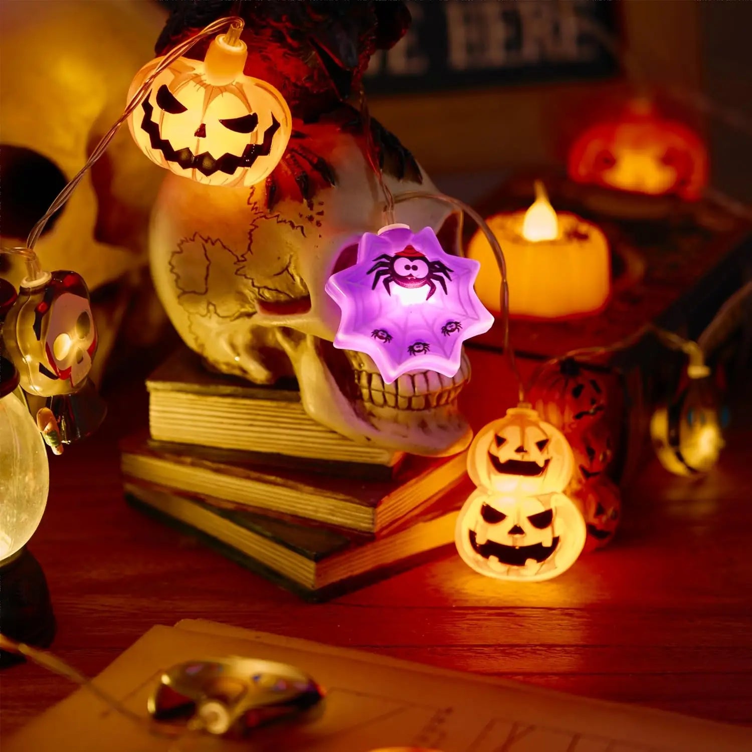 1PC 10/20 LED Halloween Battery Box String Lights,Without Battery Cute Shape Lights 2025 Home Indoor Garden Holiday Party Decor