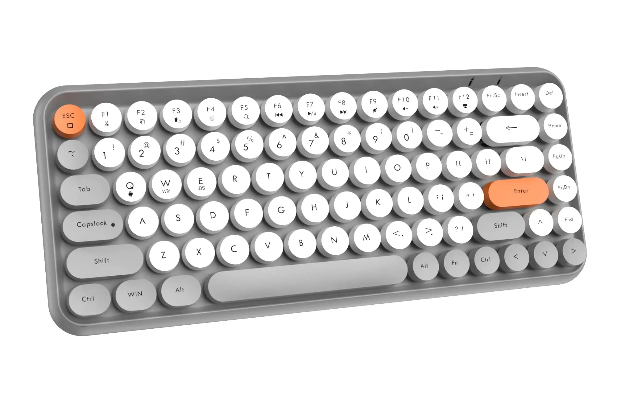FELICON Wireless Bluetooth Keyboard, Mini Portable 84-Key Typewriter Retro Round Keycaps Keyboard,Compatible with Android, Win