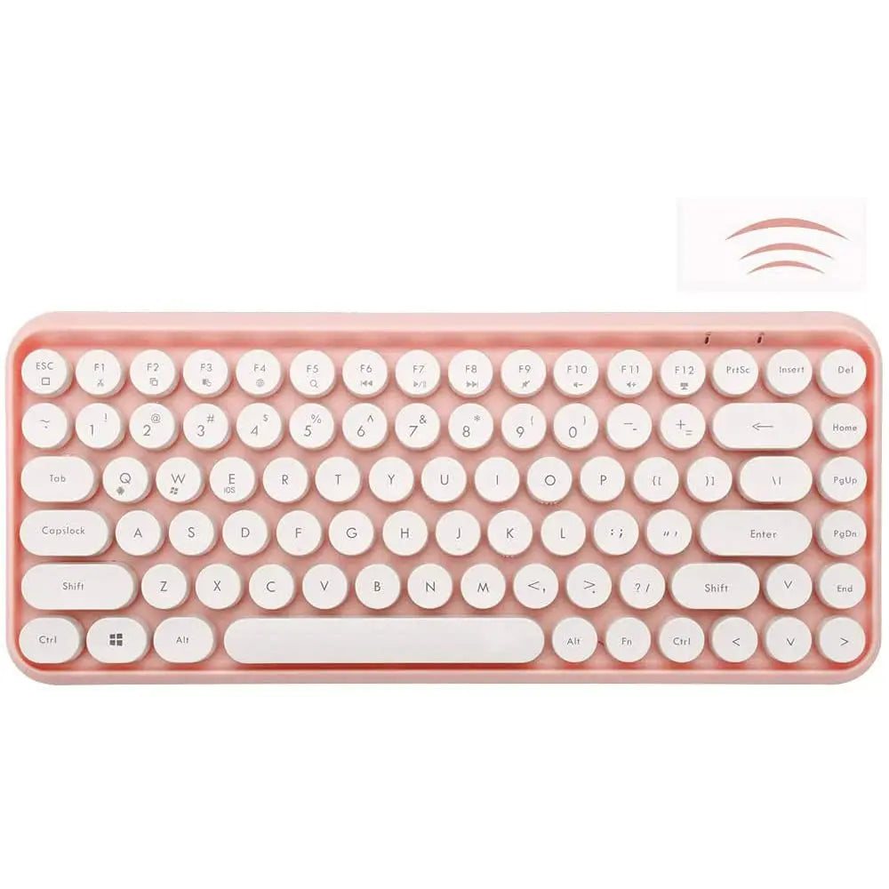 FELICON Wireless Bluetooth Keyboard, Mini Portable 84-Key Typewriter Retro Round Keycaps Keyboard,Compatible with Android, Win