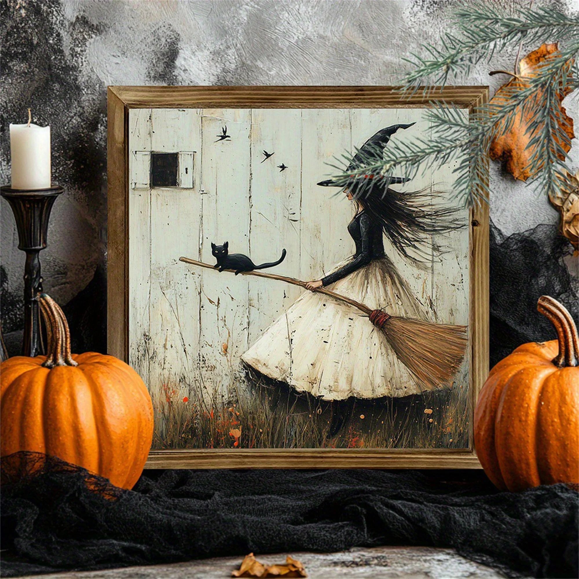 Halloween Wooden Signs Pumpkin Ghost Bat Pattern Picture Photo Frame Table Decor Party Supplies and Decorations
