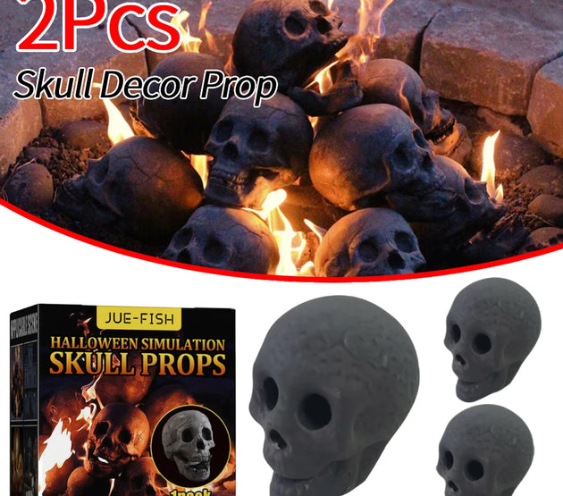 2Pcs Halloween Fireplace Skeleton Fireplace Burn Skeleton Festive Supplies Ceramic Fire Pit Skull Party Ornament Decor Prop Gift