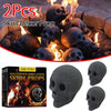 2Pcs Halloween Fireplace Skeleton Fireplace Burn Skeleton Festive Supplies Ceramic Fire Pit Skull Party Ornament Decor Prop Gift