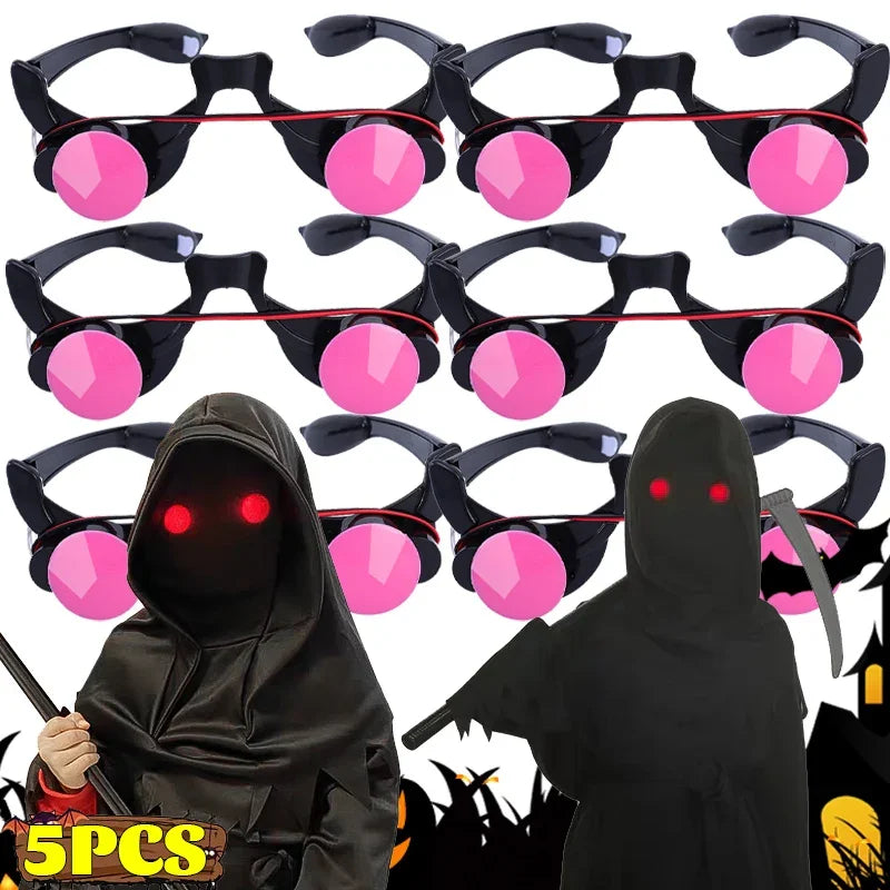1/5pcs Halloween Horror Red Eye Glasses Led Glowing Glasses Scary Horror Eyewear Cosplay Party Funny Luminous Glasses Props