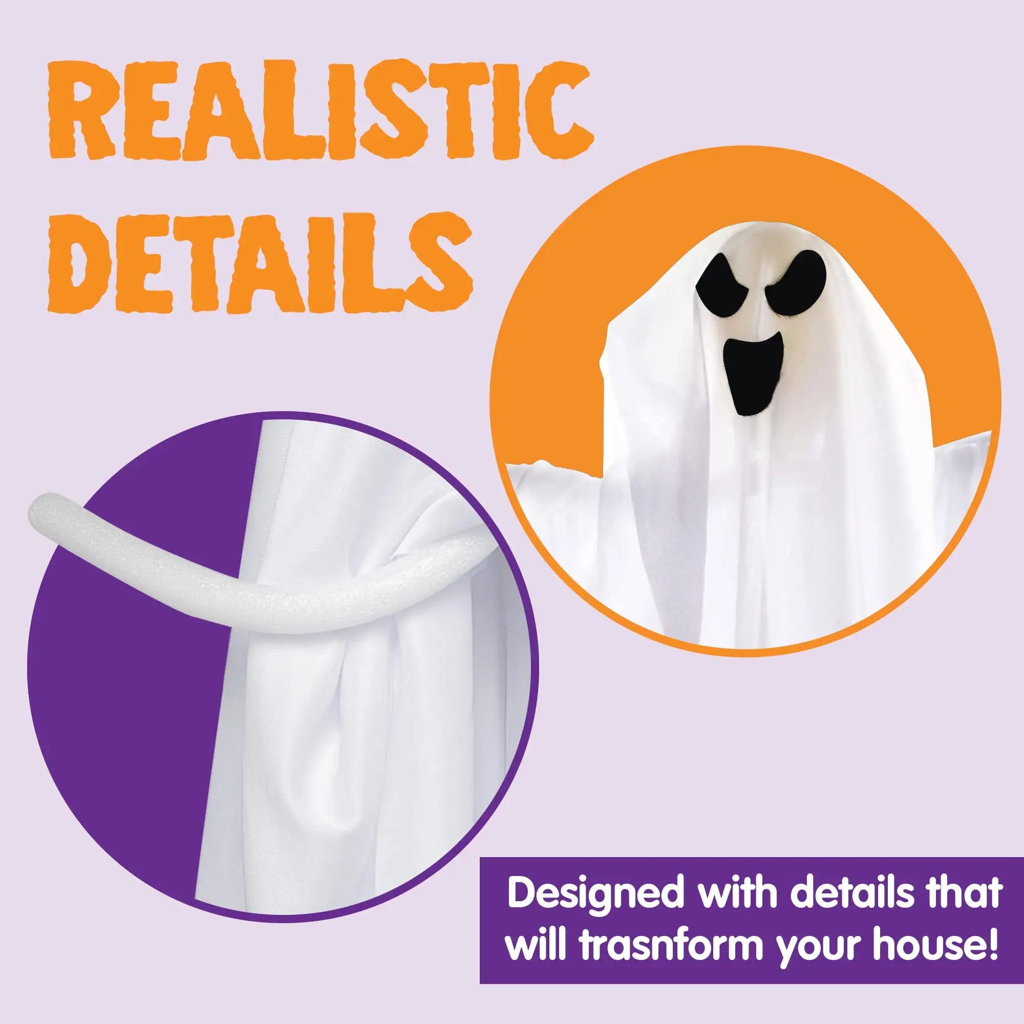 Joyfy 3 Pack Halloween Hanging Ghosts Decorations 27.5" Cute Scary Flying Ghosts Outdoor Hanging Halloween Decorations