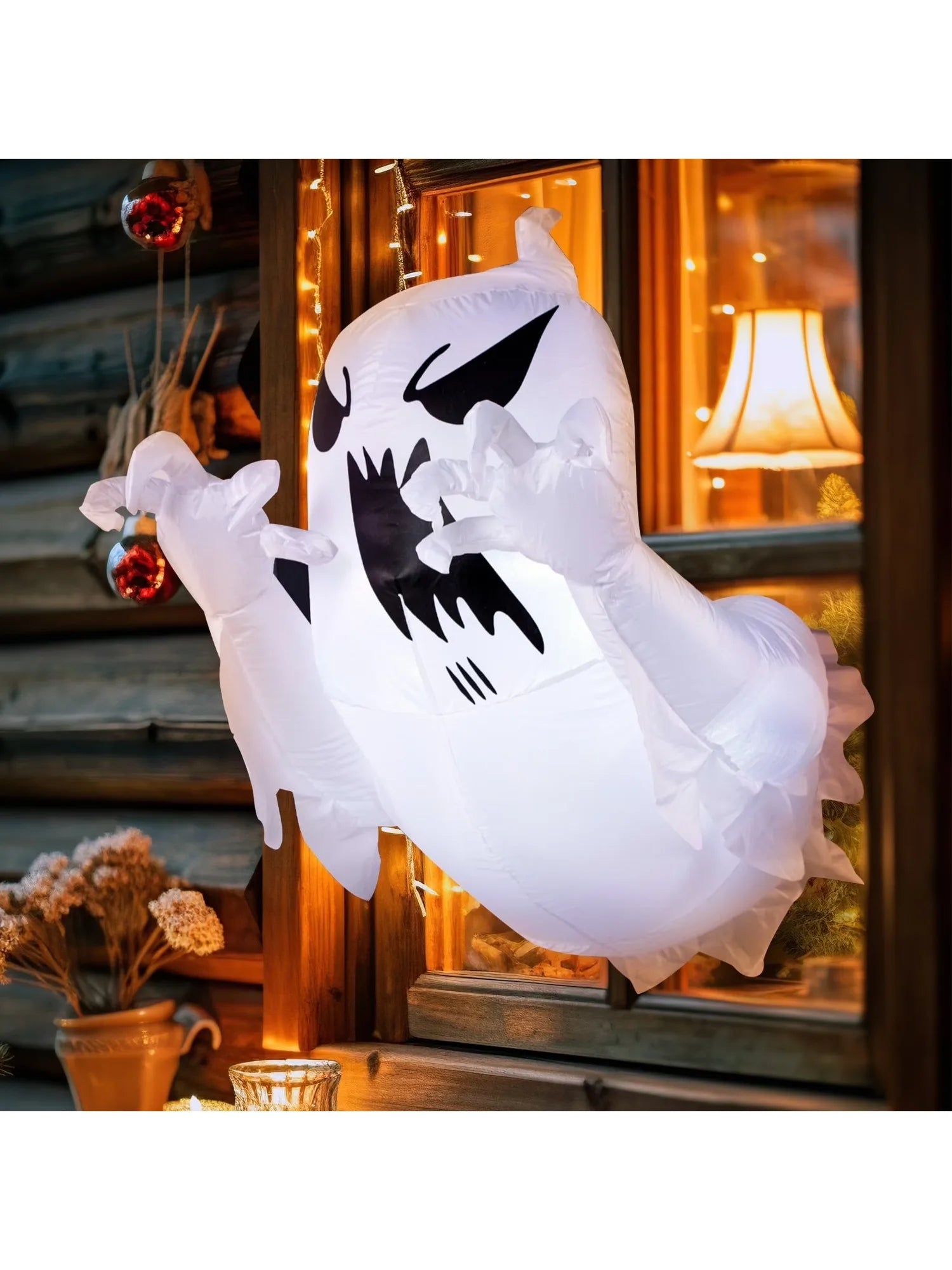 Joyfy 4.5FT Halloween Inflatable Decoration Outdoor Scary Flying Ghost Broke Out from Window with Built-in LED Blow Up Inflatabl
