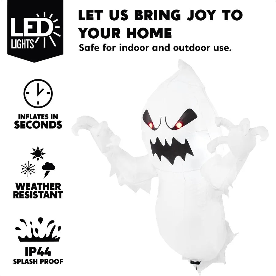 4.5 FT Halloween Iatable Ghost with Buildin LEDs Blow Up Flying Ghost Broke Out from Window for Halloweeen Window Decorations Y